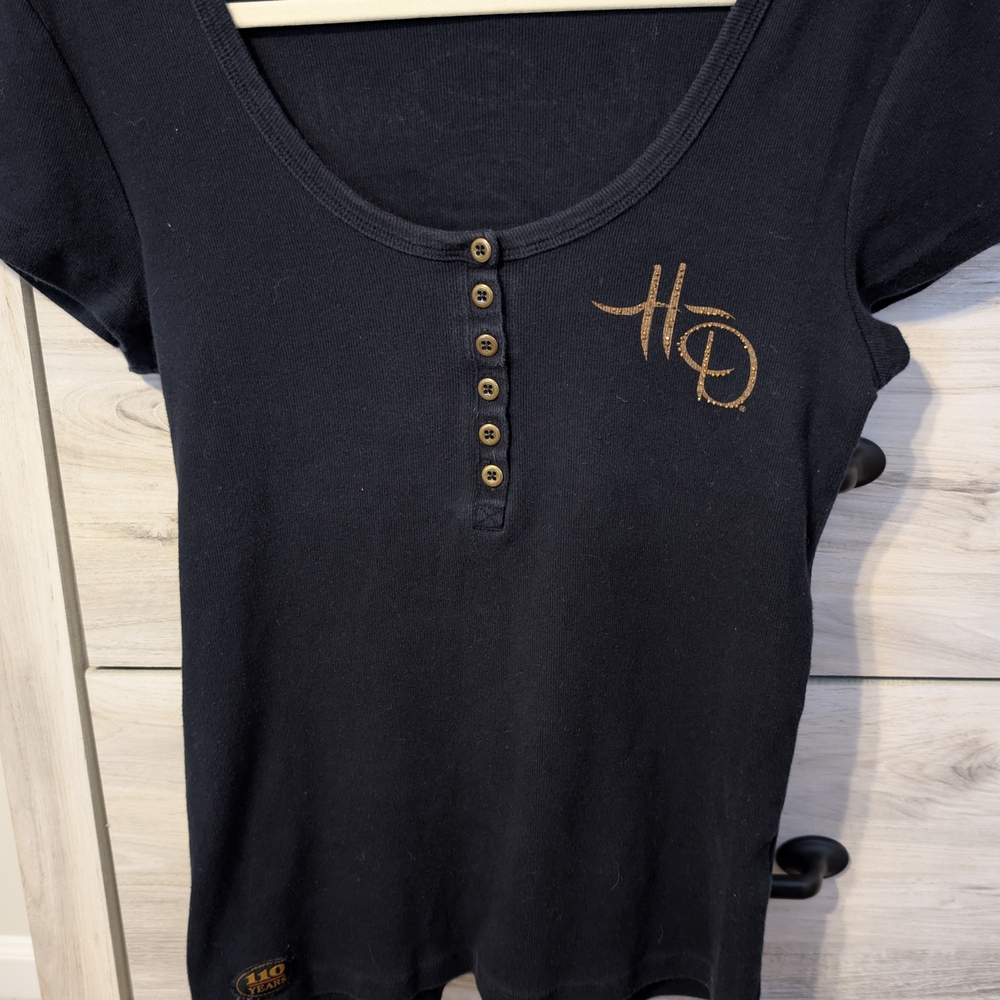 Harley-Davidson Black and Gold Fitted Polo T-Shirt